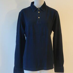 Mens Circolo 1901 Blue Polo 3/4 Button Long Sleeve Top L